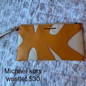 Michael Kors Tan and Cream Wristlet